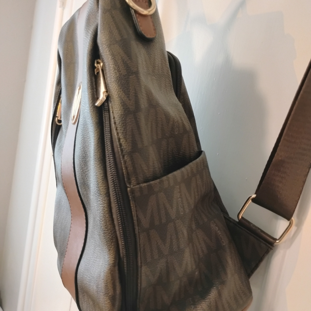Chic Brown Monogram Backpack - image 5